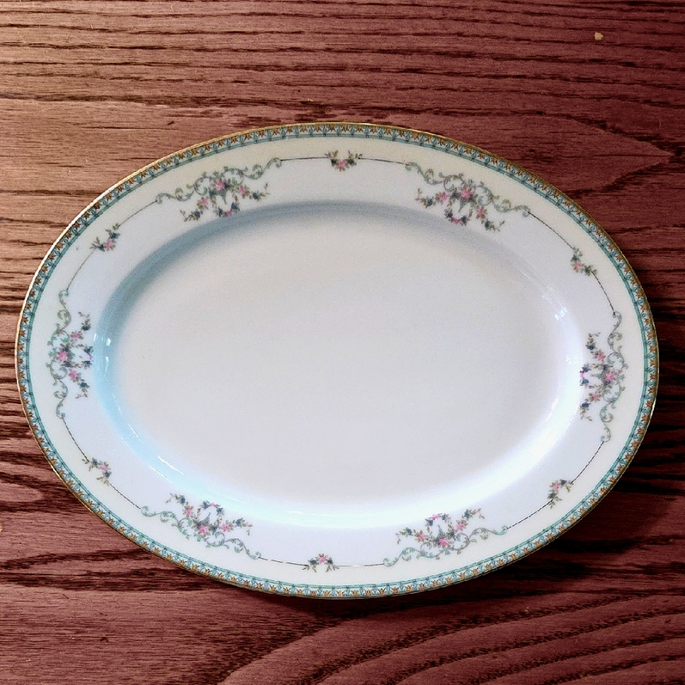 Noritake Lincoln Pattern Antique Oval Platter 10.5 X 8.75" Red Backstamp 1921